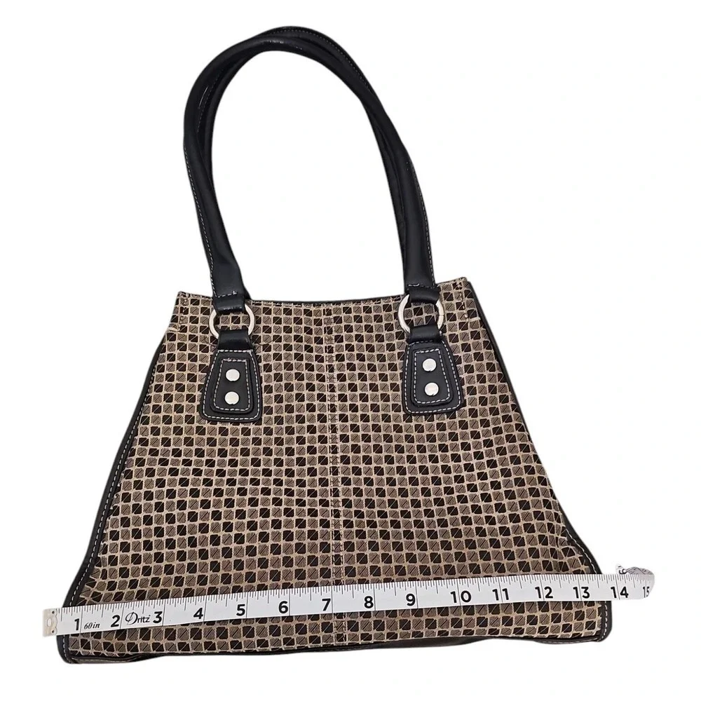 Nine & Co. Satchel Handbag Designer Purse Structured‎ Tote Bag Brown L Retro